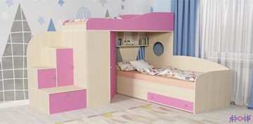 Детская кровать-шкаф Кадет-2, корпус Дуб, фасад Розовый в Якутске