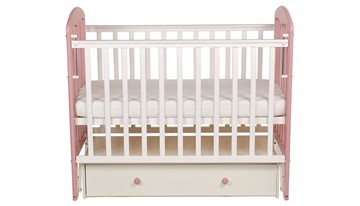 Детская кроватка Polini kids Simple 328, белый-розовый в Якутске