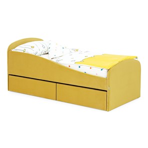 Мягкая кровать с ящиками Letmo 190х80 горчичный (велюр) в Якутске