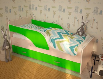 Детская кровать Максимка, корпус Млечный дуб, фасад Салатовый в Якутске