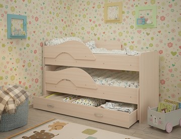 Детская кровать для девочки Радуга 1.6 с ящиком, цвет Млечный дуб в Якутске