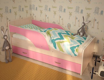 Кровать детская Максимка, корпус Млечный дуб, фасад Розовый в Якутске