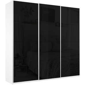 Шкаф Широкий Прайм (Черное стекло) 2400x570x2300,  Белый Снег в Якутске