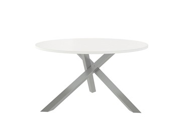 Круглый столик Триада-15Д, Металлик/Белый в Якутске