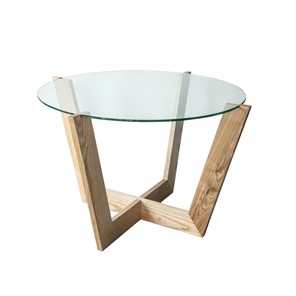 Круглый столик Оникс-10, Натуральный массив/Прозрачное стекло в Якутске