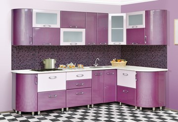 Угловой кухонный гарнитур Мыло 128 2700х1500, цвет Фиолет/Пастель фиолет в Якутске