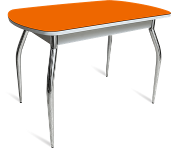Небольшой стол ПГ-04 СТ белое/оранжевое/хром фигурные в Якутске