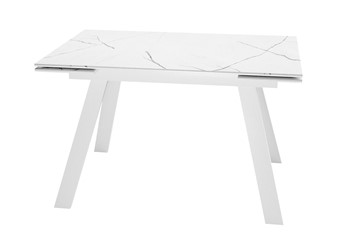Стол обеденный раскладной DikLine DKL140 Керамика Белый мрамор/опоры белые (2 уп.) в Якутске
