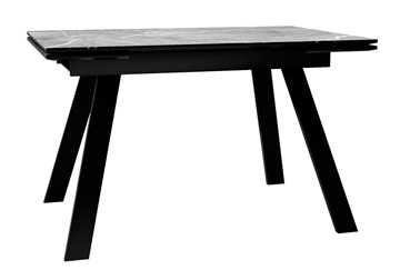 Стол обеденный раздвижной DikLine DKL140 Керамика Серый мрамор/опоры черные (2 уп.) в Якутске