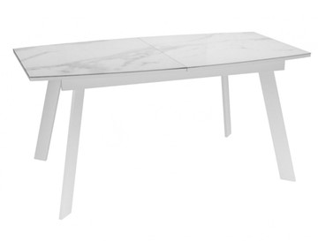 Кухонный стол раскладной Dikline XLS160 мрамор белый глянец/ножки белые в Якутске