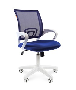 Кресло компьютерное CHAIRMAN 696 white, ткань, цвет синий в Якутске