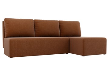 Угловой диван с оттоманкой Поло, Коричневый (рогожка) в Якутске