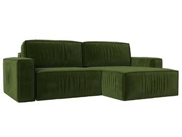 Угловой раскладной диван Прага Классик, Зеленый (микровельвет) в Якутске