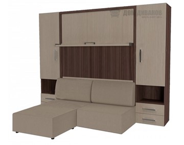 Кровать-шкаф трансформер Кровать-трансформер Smart (ШЛ+КД 1600+ШП+Пуф), 2 шкафа, без подлокотников в Якутске