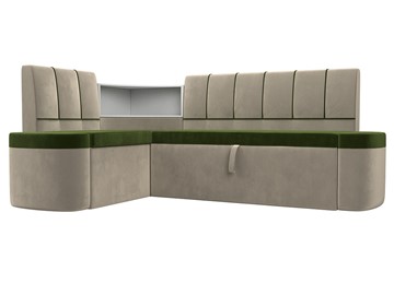 Раскладной кухонный диван Тефида, Зеленый\Бежевый (Микровельвет) в Якутске
