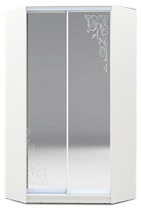 Шкаф 2200х1103, ХИТ У-22-4-66-09, Орнамент, 2 зеркала, белая шагрень в Якутске