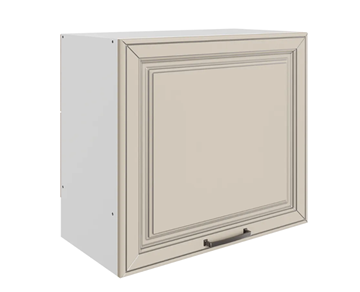 Кухонный шкаф Атланта L600 Н566 (1 дв. гл.) эмаль (белый/сливки патина платина) в Якутске