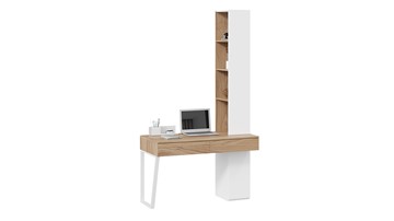 Компьютерный стол со шкафом комбинированным Порто СМ-393.15.012 (Белый жемчуг/Яблоня беллуно/Белый софт) в Якутске