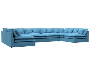 П-образный диван Лига-040, Амур голубой (рогожка) в Якутске