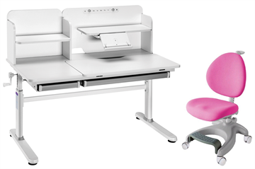 Комплект парта + кресло Iris II Grey + Cielo Pink + чехол для кресла в подарок в Якутске