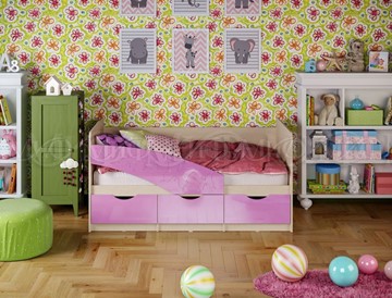 Детская кровать Бабочки 800*1600, Сиреневый глянец в Якутске