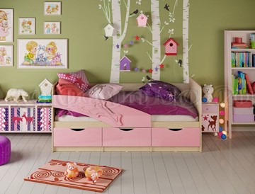 Детская кровать Дельфин, Розовый глянец 80х180 в Якутске