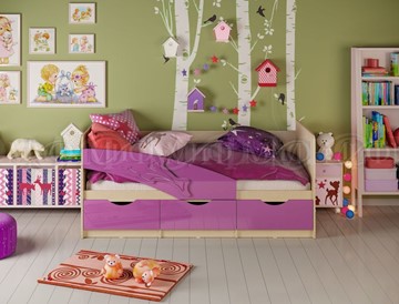 Детская кровать Дельфин, Фиолетовый глянец 80х160 в Якутске