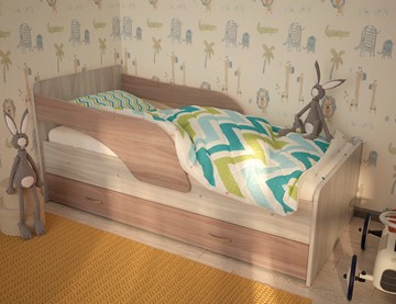Детская кровать для мальчика Максимка, корпус Шимо светлый, фасад Шимо темный в Якутске