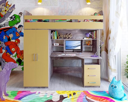 Кровать-чердак в детскую Аракс, каркас Бетон, фасад Зира в Якутске - изображение