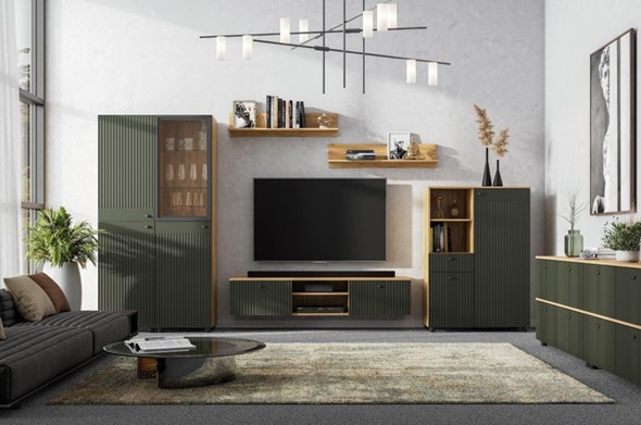 Набор мебели для гостиной Милан, Дуб Золотой/Олива Софт в Якутске - изображение
