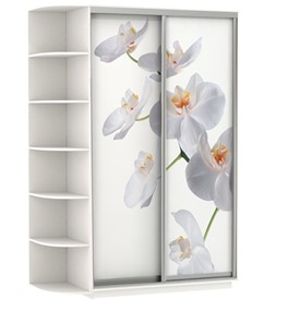 Шкаф 2-створчатый Хит, 1500x600x2200, фотопечать, со стеллажом, белая орхидея, белый снег в Якутске