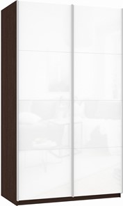 Шкаф 2-дверный Прайм (Белое стекло/Белое стекло) 1200x570x2300, венге в Якутске