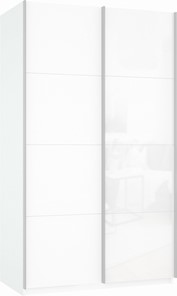 Шкаф 2-дверный Прайм (ДСП/Белое стекло) 1200x570x2300, белый снег в Якутске