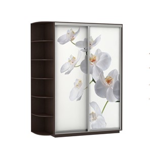 Шкаф 2-х створчатый Экспресс 1900x600x2200, со стеллажом, Орхидея белая/венге в Якутске