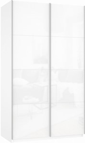 Шкаф Прайм (Белое стекло/Белое стекло) 1600x570x2300, белый снег в Якутске