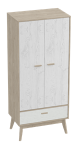 Шкаф для одежды Калгари, Дуб натуральный светлый/Белый матовый в Якутске