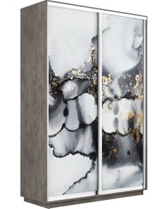 Шкаф 2-дверный Экспресс 1400x450x2400, Абстракция серая/бетон в Якутске