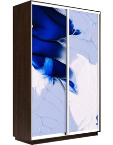 Шкаф Экспресс 1600x450x2200, Абстракция бело-голубая/венге в Якутске