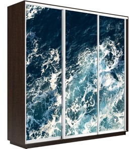Шкаф 3-дверный Экспресс 1800х450х2200, Морские волны/венге в Якутске