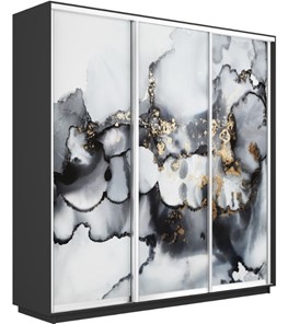Шкаф 3-дверный Экспресс 1800х450х2400, Абстракция серая/серый диамант в Якутске