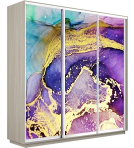 Шкаф 3-створчатый Экспресс 1800х600х2200, Абстракция фиолетово-золотая/шимо светлый в Якутске