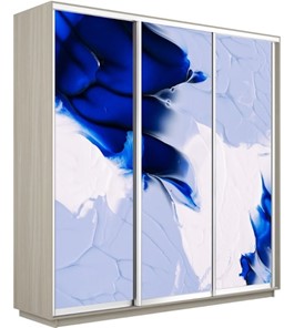 Шкаф трехдверный Экспресс 2100х600х2400, Абстракция бело-голубая/шимо светлый в Якутске