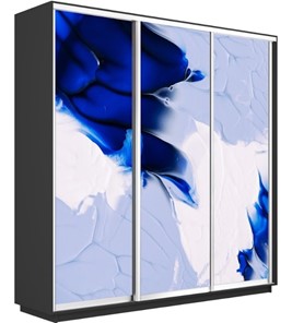 Шкаф 3-дверный Экспресс 2400х600х2200, Абстракция бело-голубая/серый диамант в Якутске