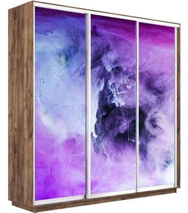 Шкаф 3-х створчатый Экспресс 2400х600х2200, Фиолетовый дым/дуб табачный в Якутске - изображение