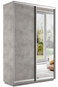 Шкаф 2-дверный Экспресс (ДСП/Зеркало) 1200х450х2200, бетон в Якутске