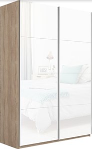 Шкаф 2-х дверный Прайм (Белое стекло/Белое стекло) 1600x570x2300, дуб сонома в Якутске - предосмотр