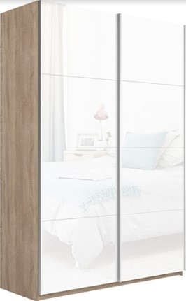 Шкаф 2-х дверный Прайм (Белое стекло/Белое стекло) 1600x570x2300, дуб сонома в Якутске - изображение