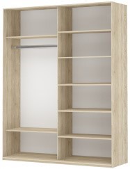 Шкаф 2-х дверный Прайм (Белое стекло/Белое стекло) 1600x570x2300, дуб сонома в Якутске - предосмотр 1