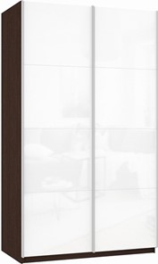Шкаф Прайм (Белое стекло/Белое стекло) 1400x570x2300, венге в Якутске - предосмотр