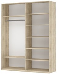 Шкаф 2-дверный Прайм (Зеркало/Белое стекло) 1400x570x2300, венге в Якутске - предосмотр 1